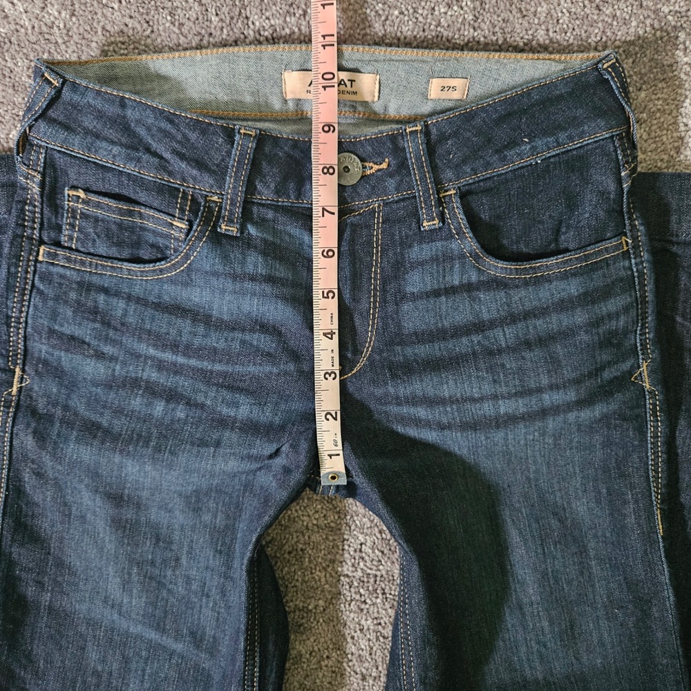 Ariat Women Perfect Rise Trouser Jeans Dark Wash Wide Leg Denim Size 27 S - Picture 7 of 9